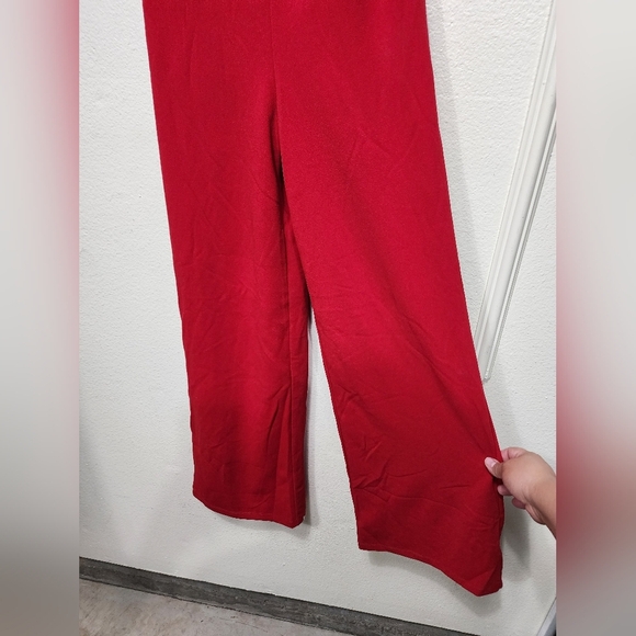 Lulus Lavish Muse Red Rhinestone Strapless Jumpsuit S Wedding Party Prom Evening - Picture 9 of 10